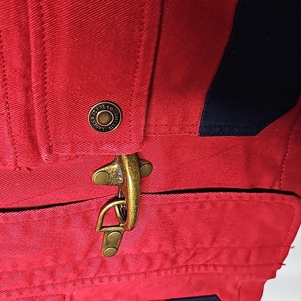Ralph Lauren twill denim VINTAGE crest fireman clasp red barn jean jacket sz M - Picture 6 of 7